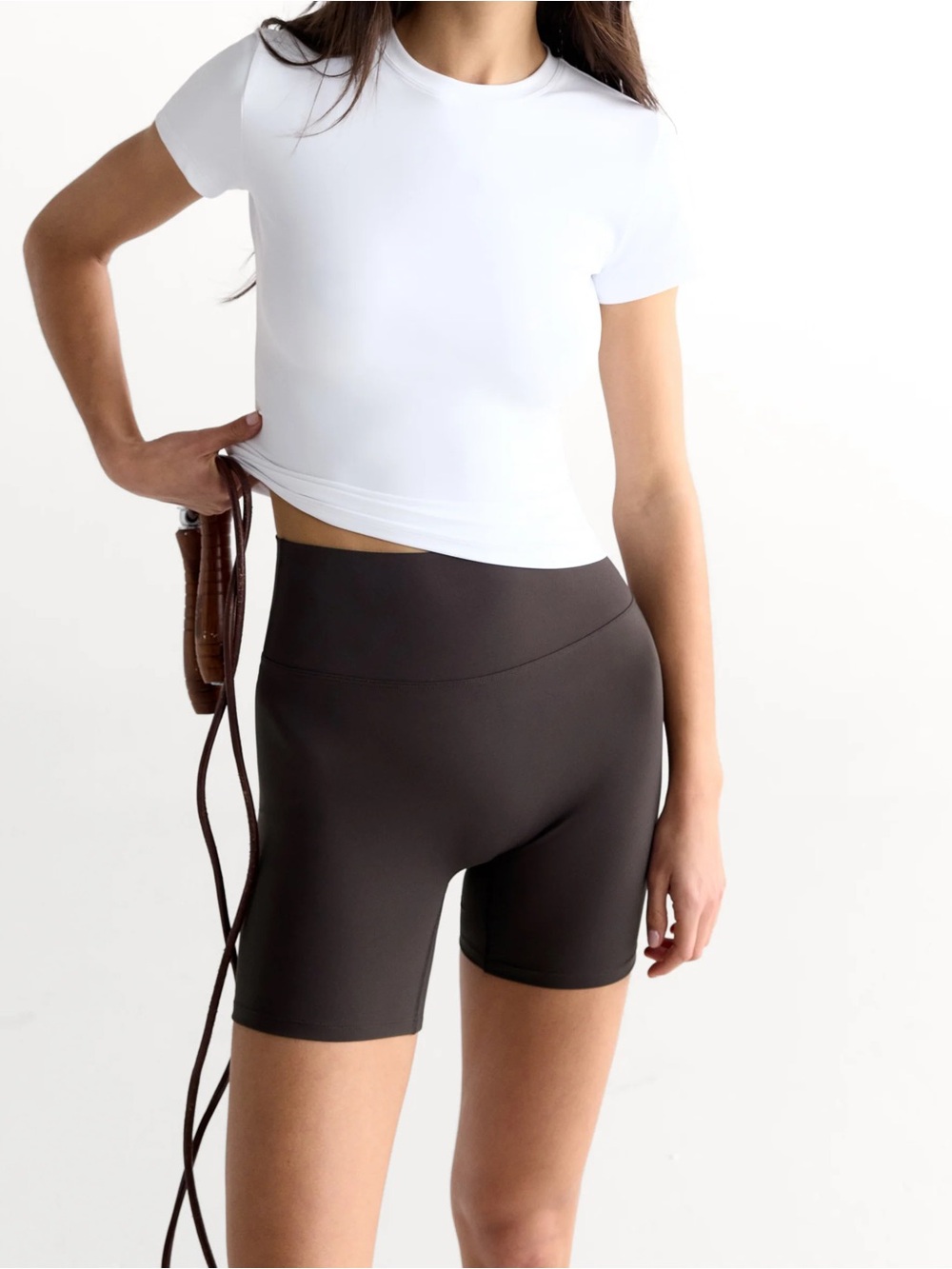 Adanola Ultimate Ultra Crop Biker Shorts Coffee Bean Size Large